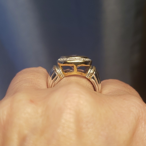 Sliver plated Swarovski crystal topaz ring - Picture 4 of 7